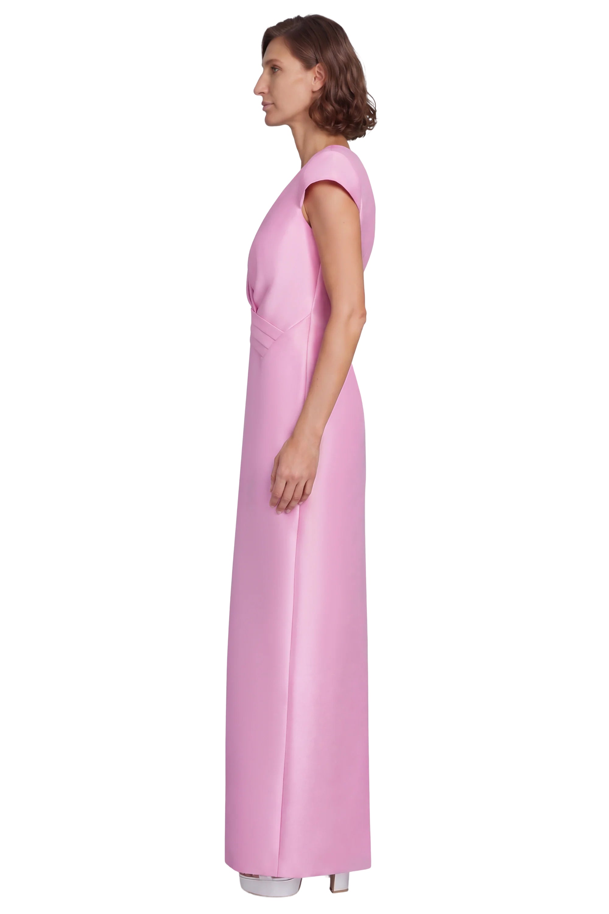 Rose | Cap Sleeve V-Neck Column Gown Side