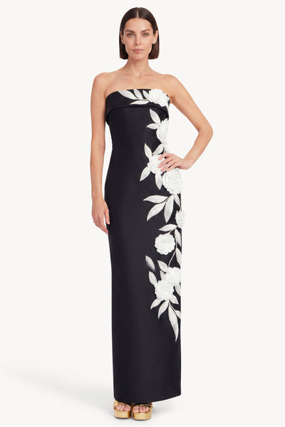 Strapless Floral Applique Column Gown by Badgley Mishcka – Badgley Mischka