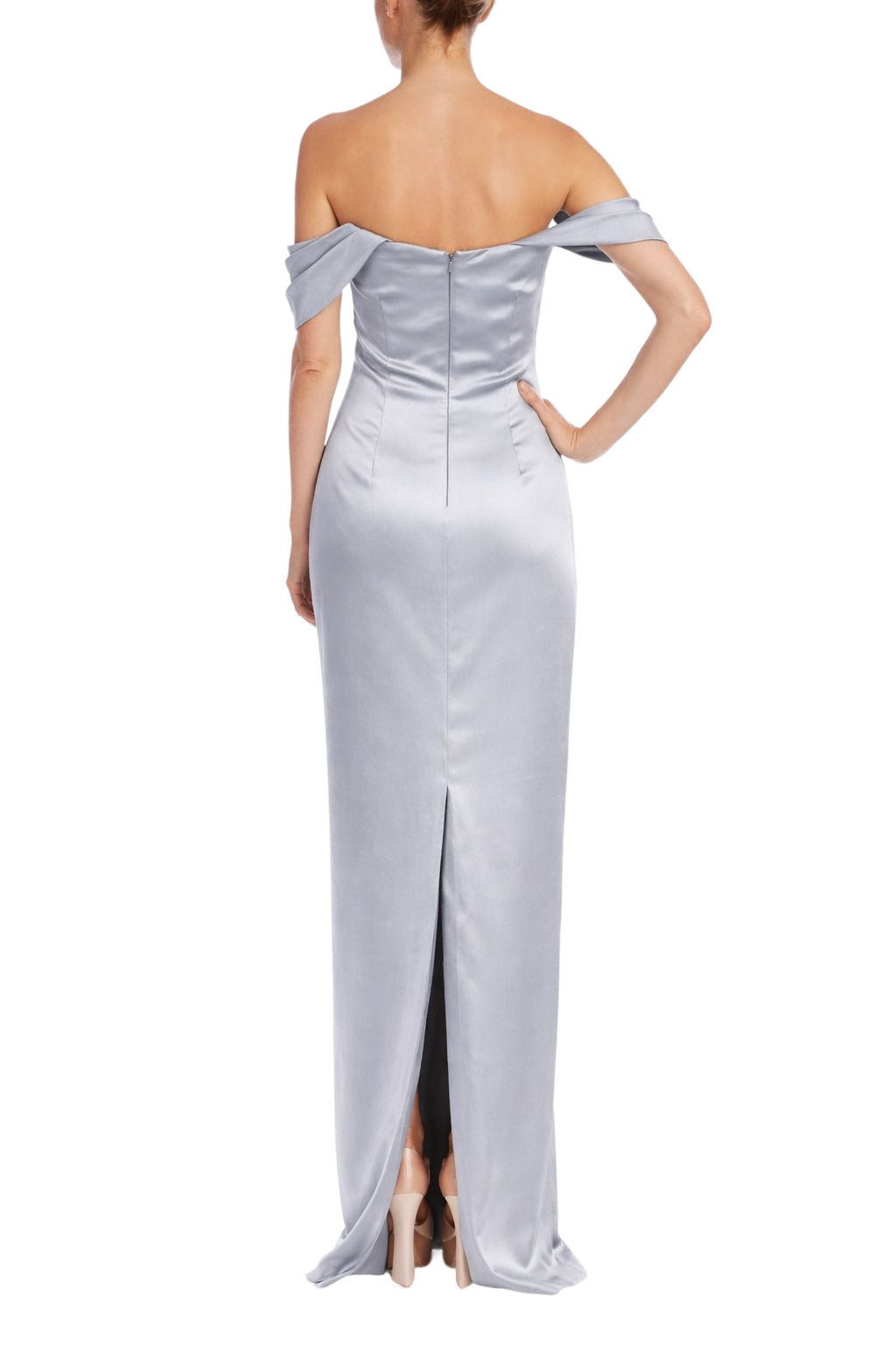 Badgley Mischka Strapless Off-the-Shoulder Column Gown Dress Badgley Mischka Strapless Off-the-Shoulder Column Gown Dress