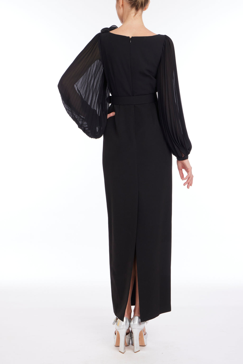 Black | Sheer Sleeve Gown Back