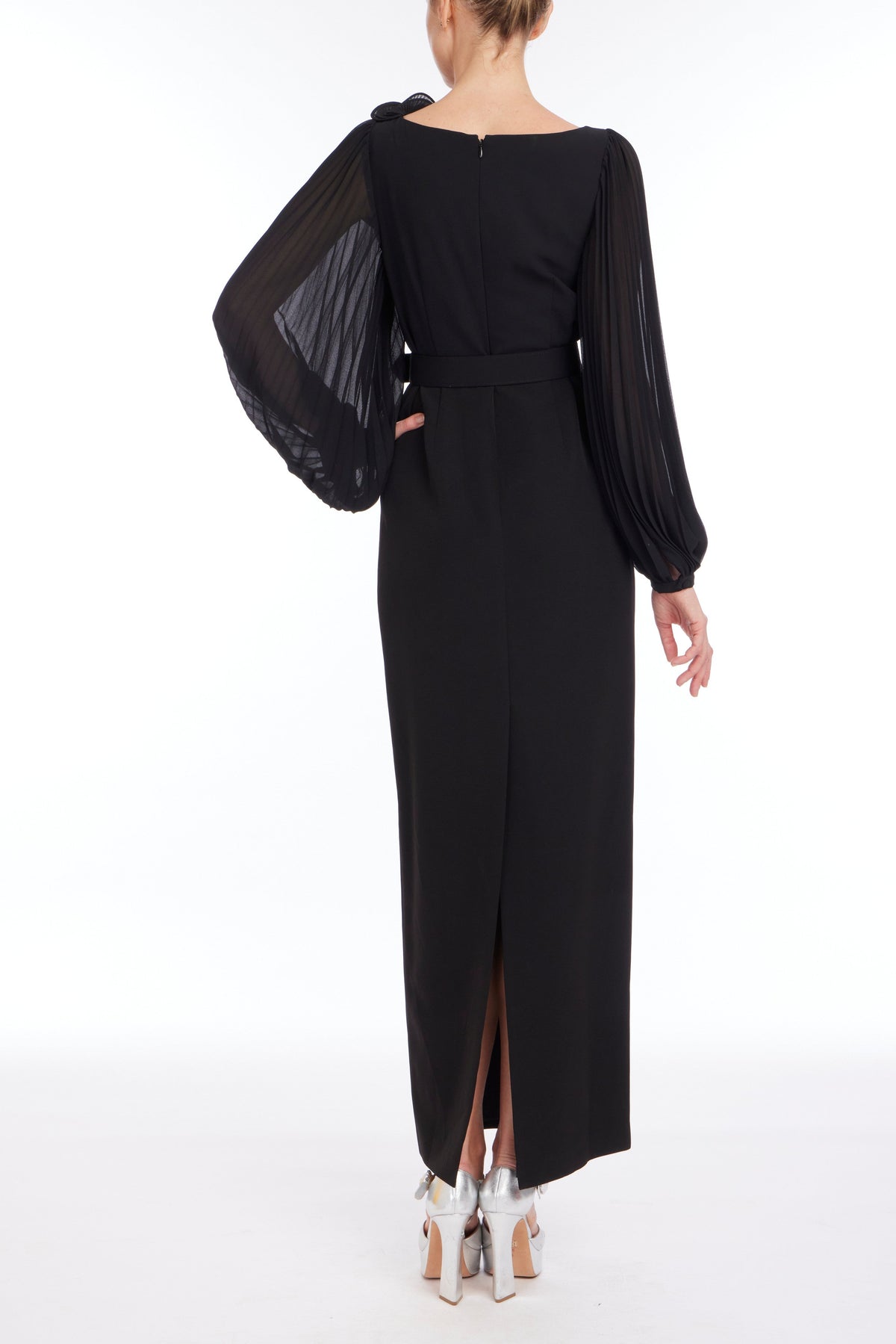 Black | Sheer Sleeve Gown Back