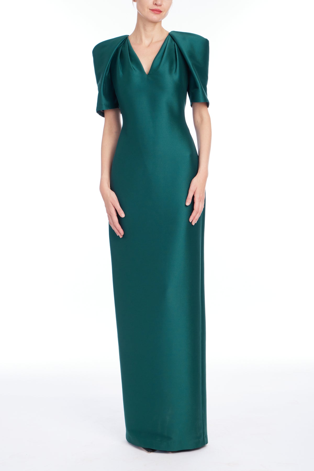 Pine | V Neck Sleeve Gown Front