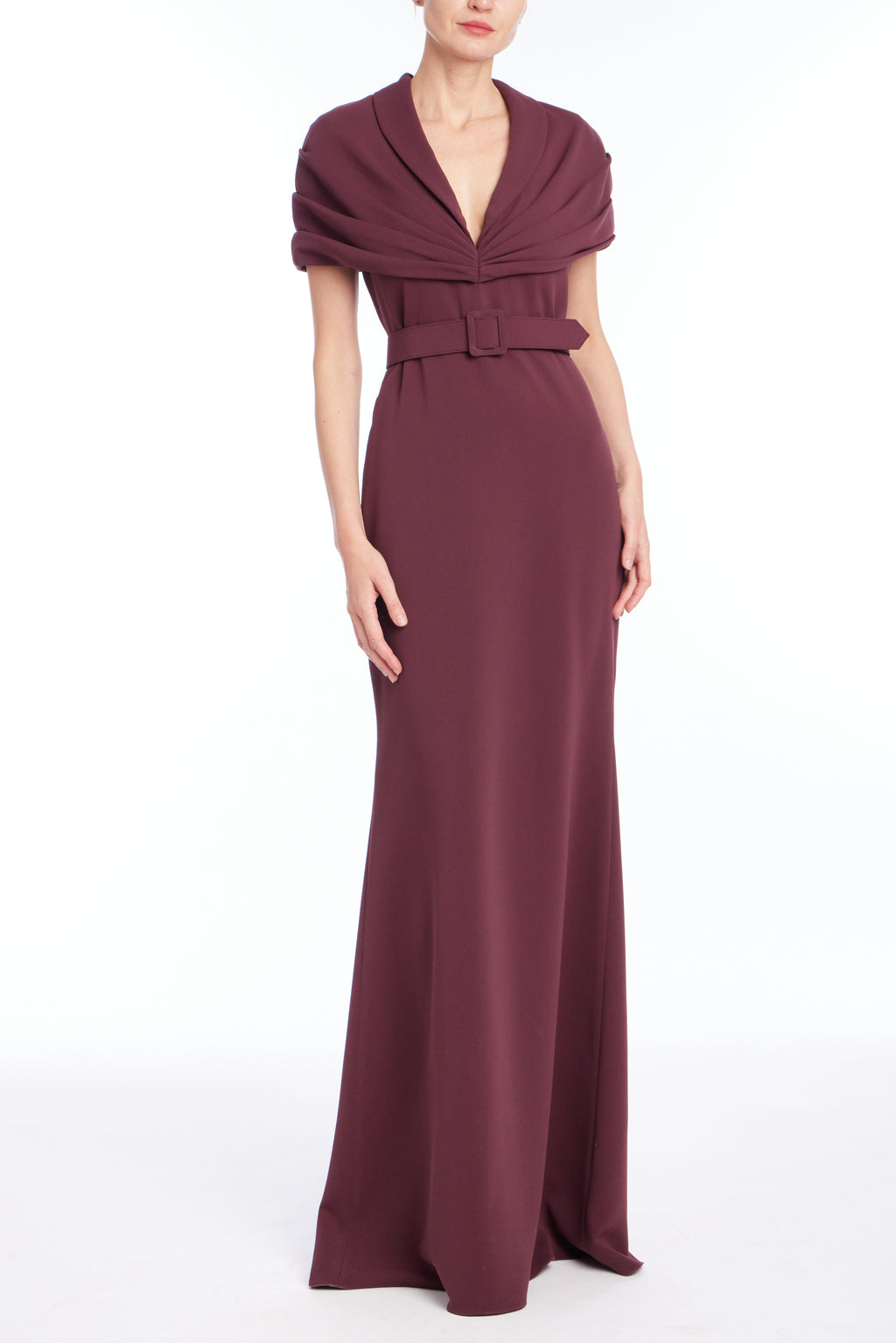 Wine | Cowl Neck Gown Front