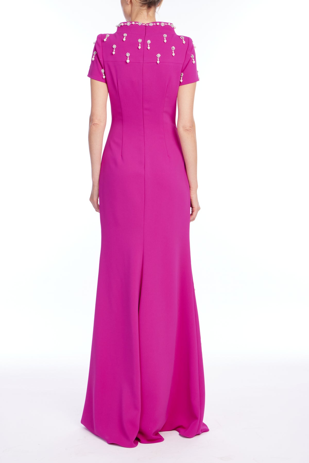 Black | Cap Sleeve Bead Gown Back