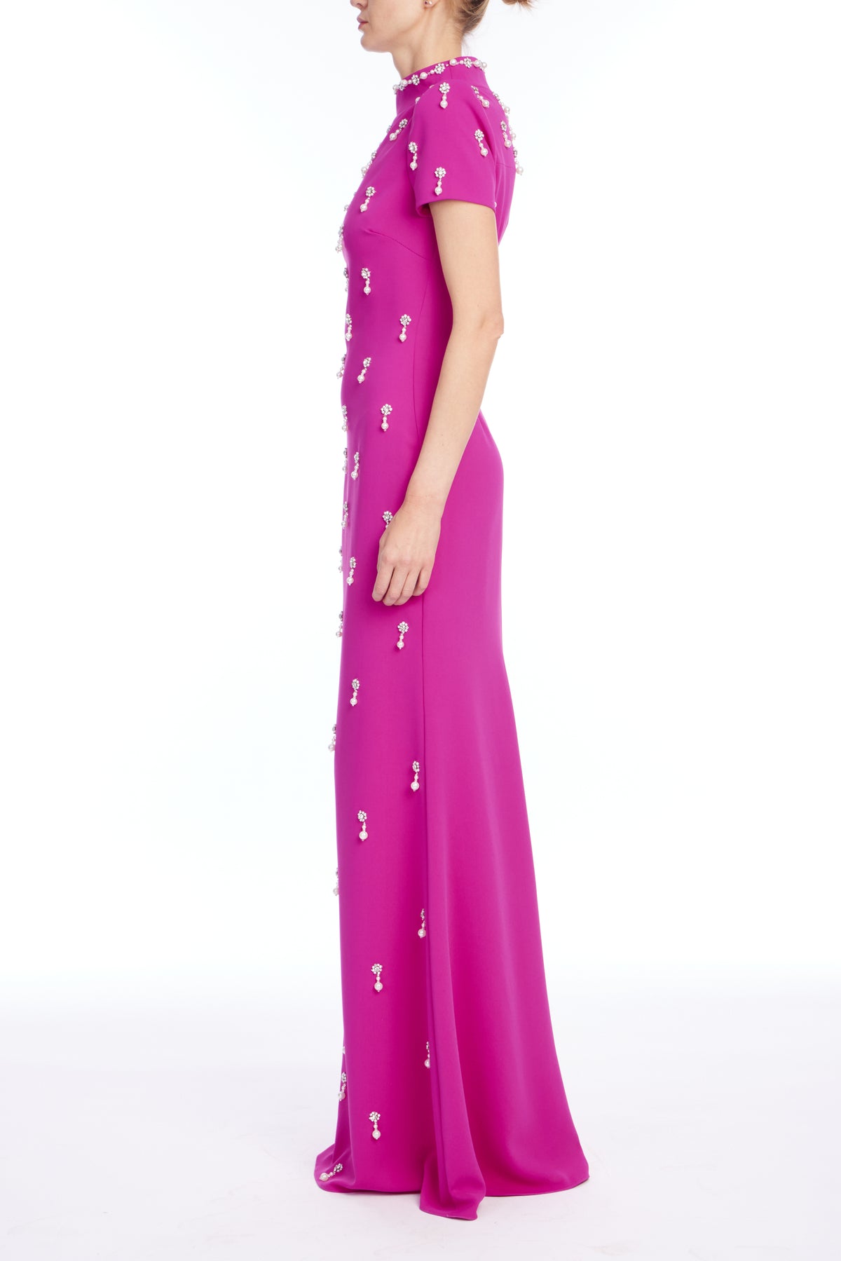 Black | Cap Sleeve Bead Gown Side