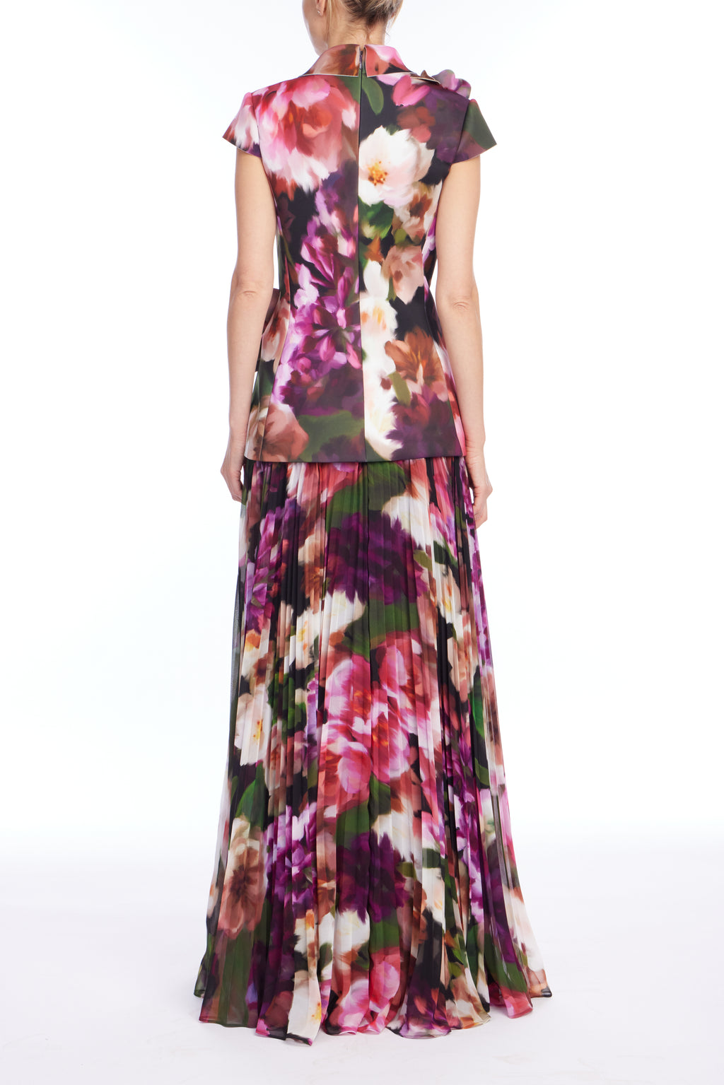 Fuchsia Multi | Floral Applique Gown Back