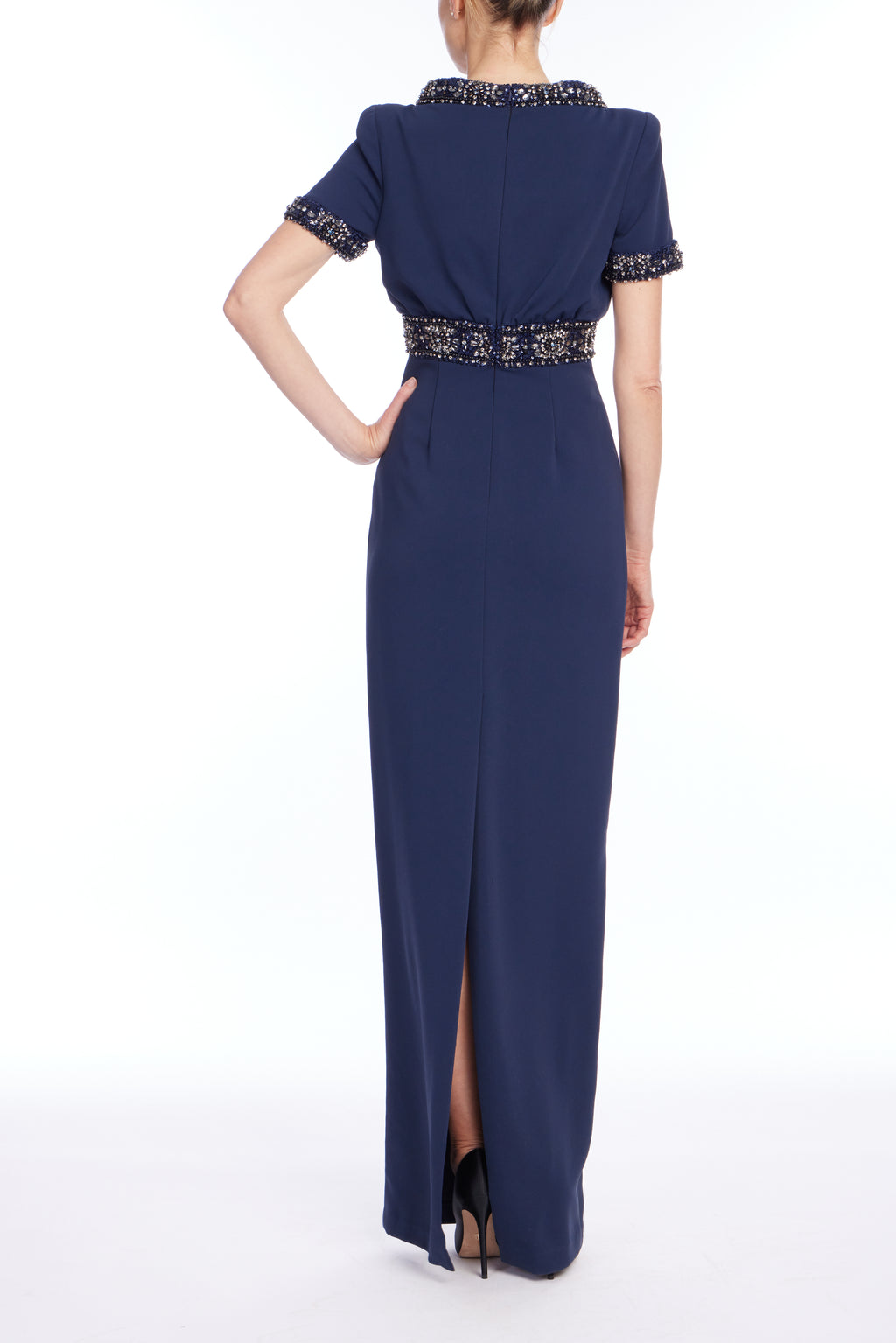 Navy | Short Sleeve Gown Back