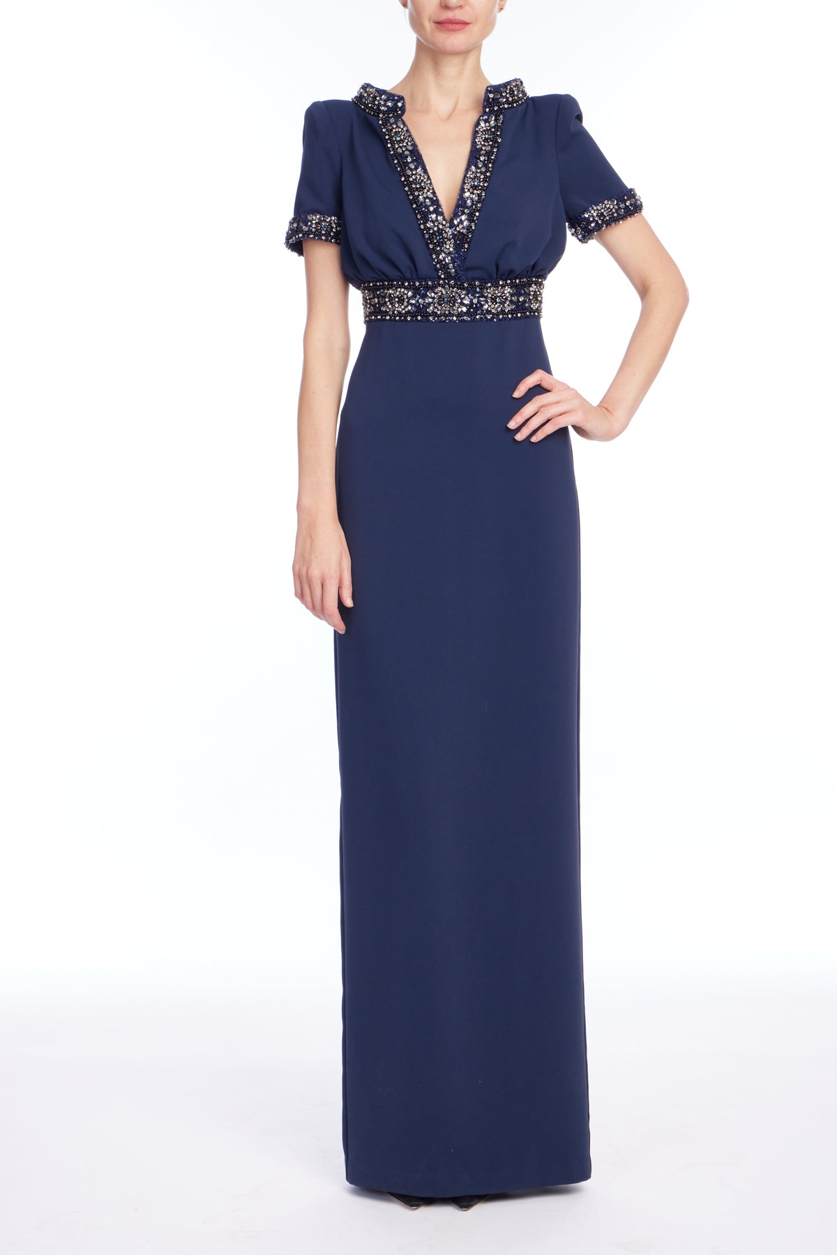 Navy | Short Sleeve Gown Front