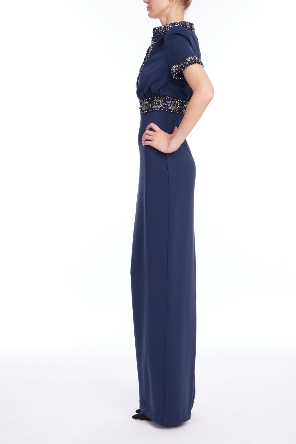 Navy | Short Sleeve Gown Side
