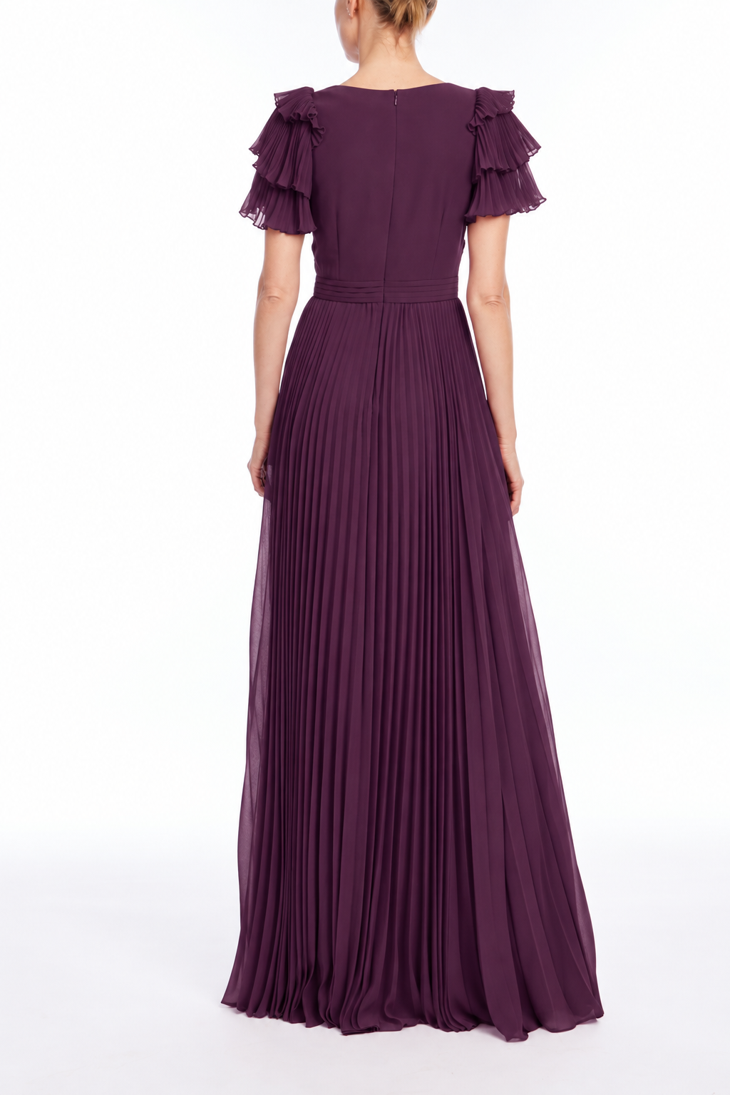 Plum | Ruffle Sleeve Gown Back