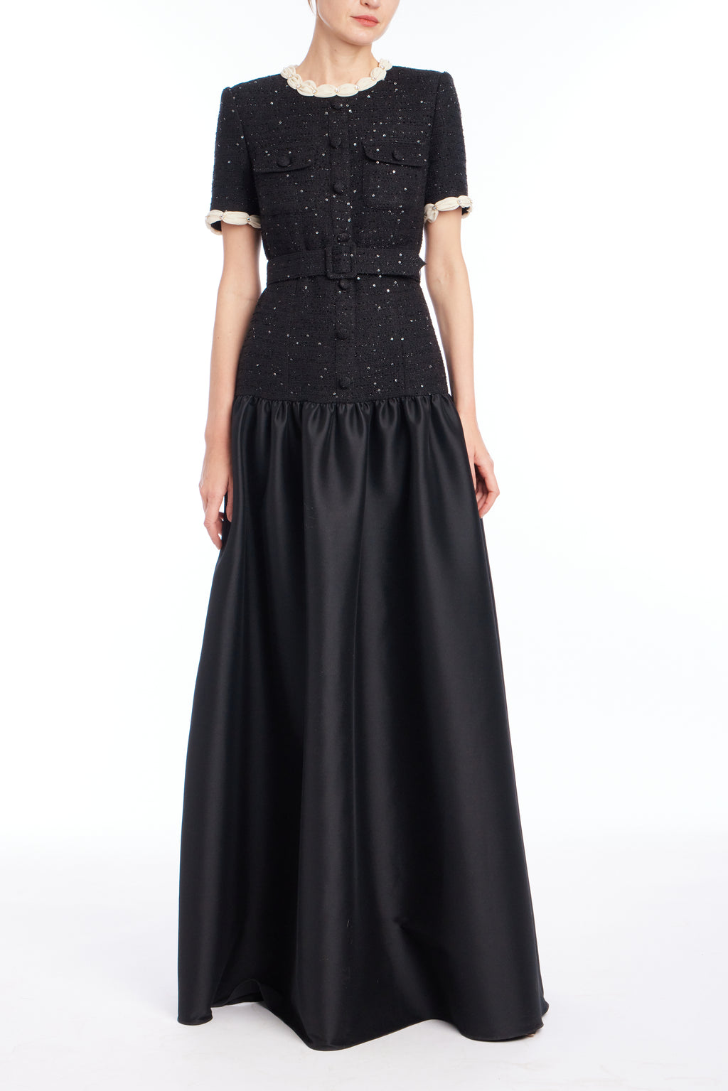 Black | Beaded Top Gown Front