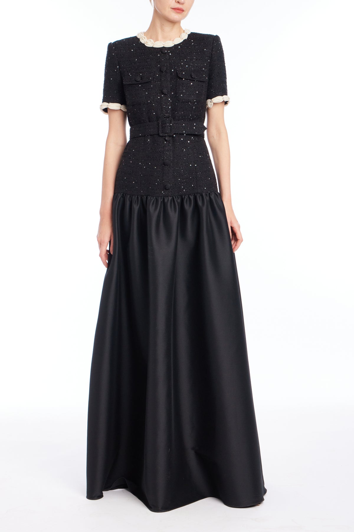 Black | Beaded Top Gown Front