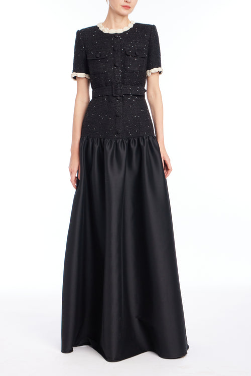 Black | Beaded Top Gown Front