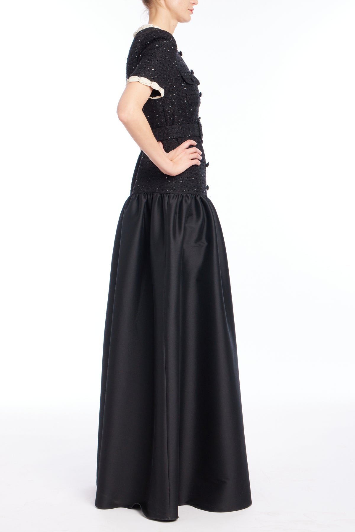 Black | Beaded Top Gown Side