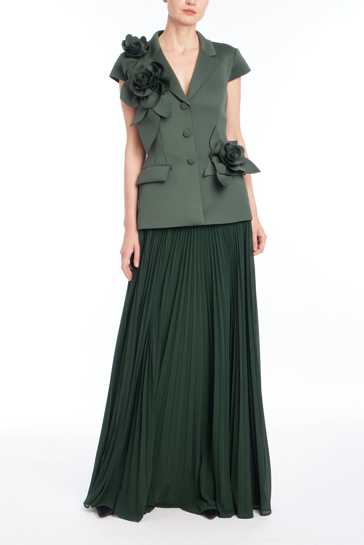 Forest Green | Faux Two-Piece Gown Front