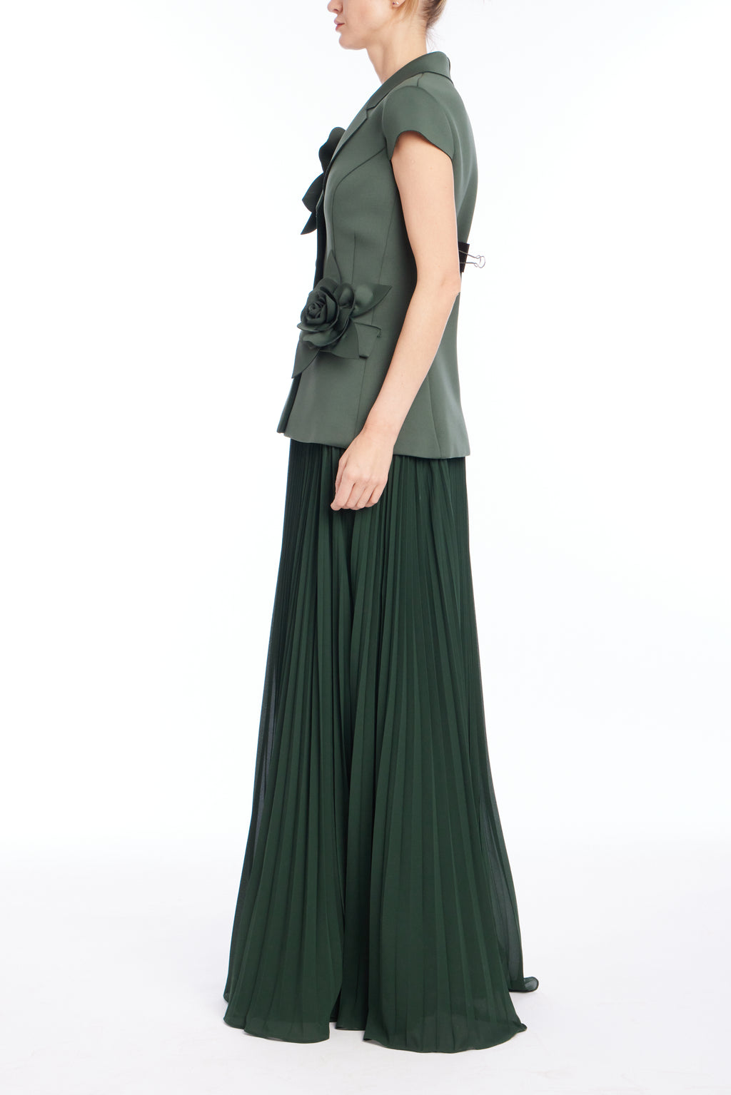 Forest Green | Faux Two-Piece Gown Back