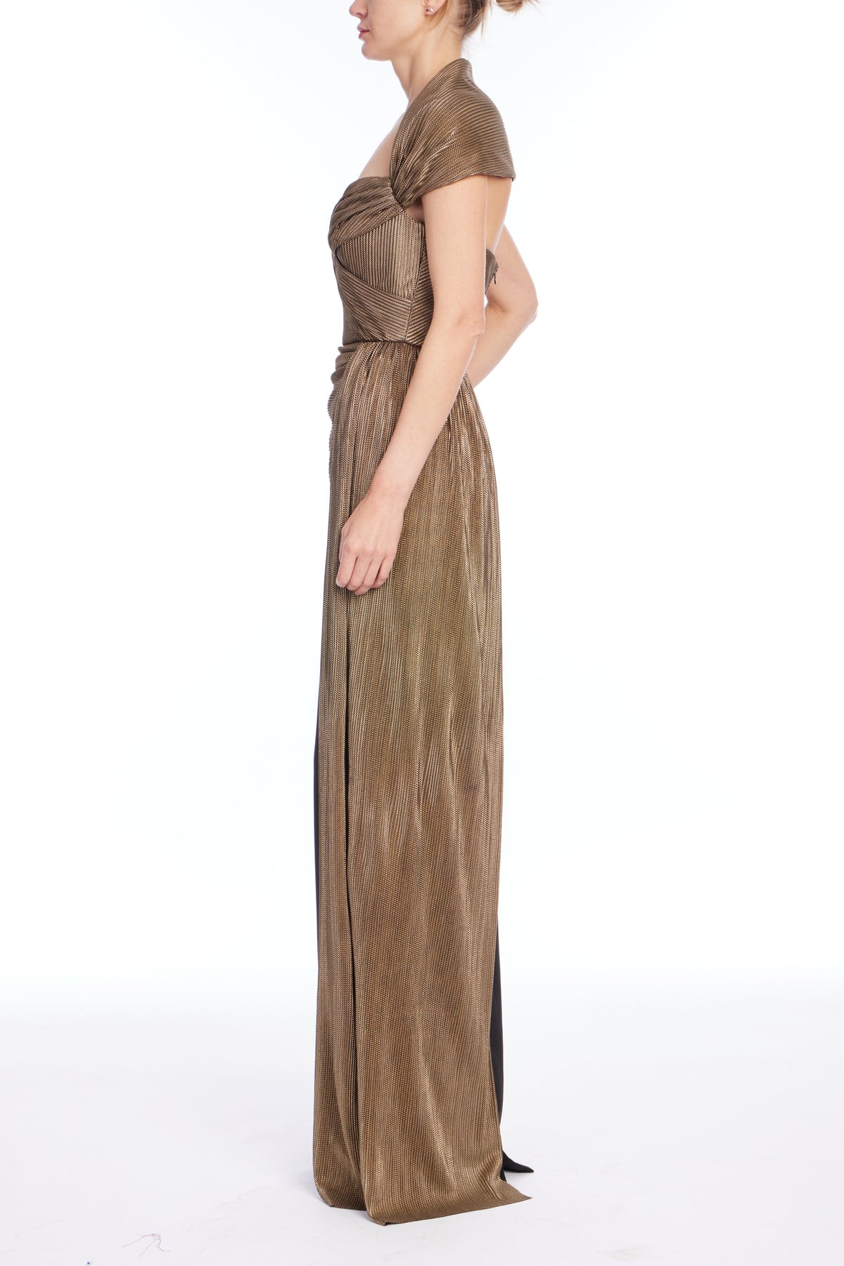 Black Gold | Metallic Drape Gown Side