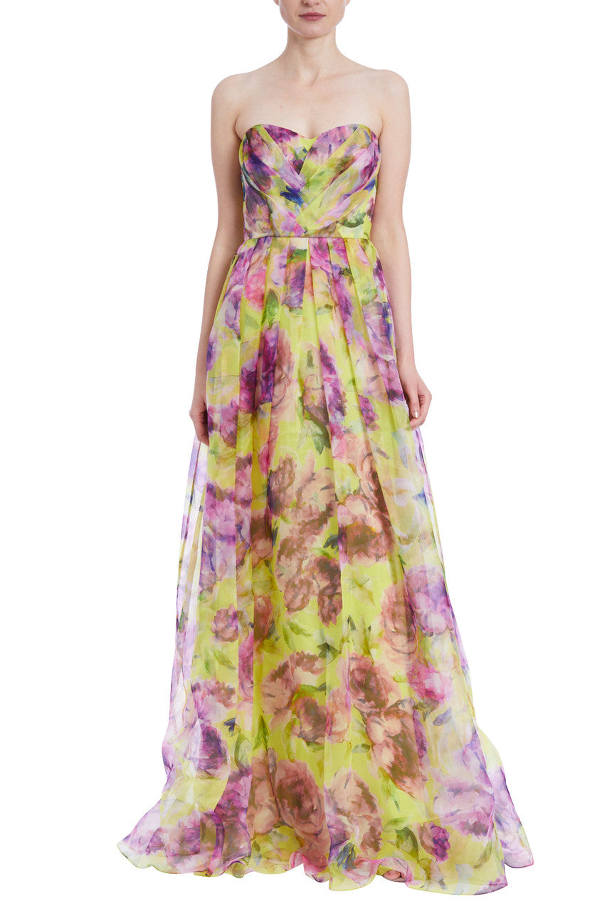 Yellow Multi | Radiant Floral Organza Gown