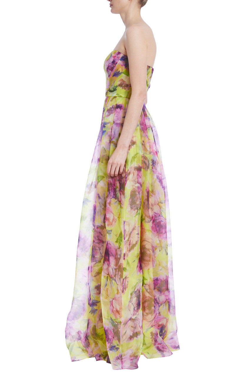 Yellow Multi | Radiant Floral Organza Gown