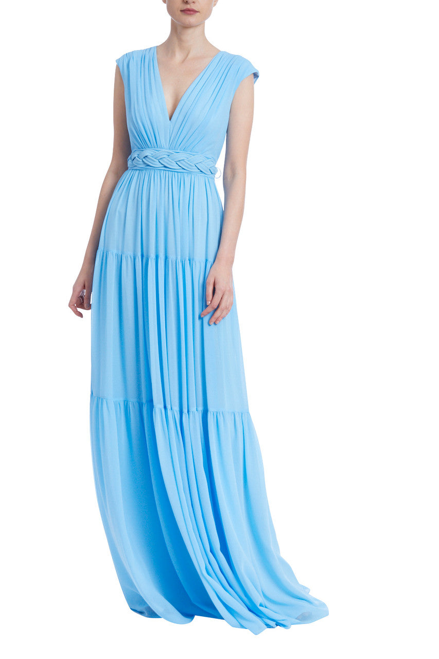 Sky | Sky Blue Tiered Grecian Gown