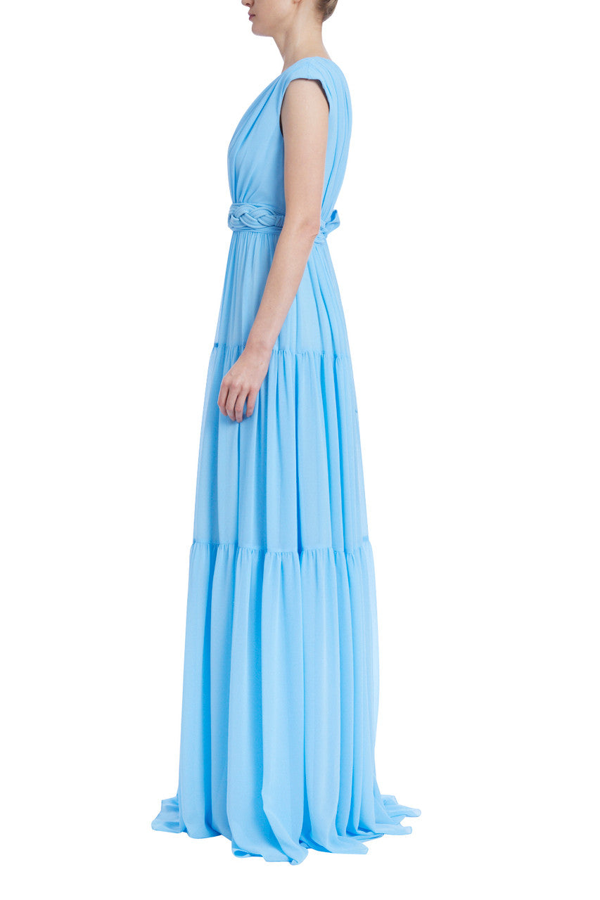 Sky | Sky Blue Tiered Grecian Gown