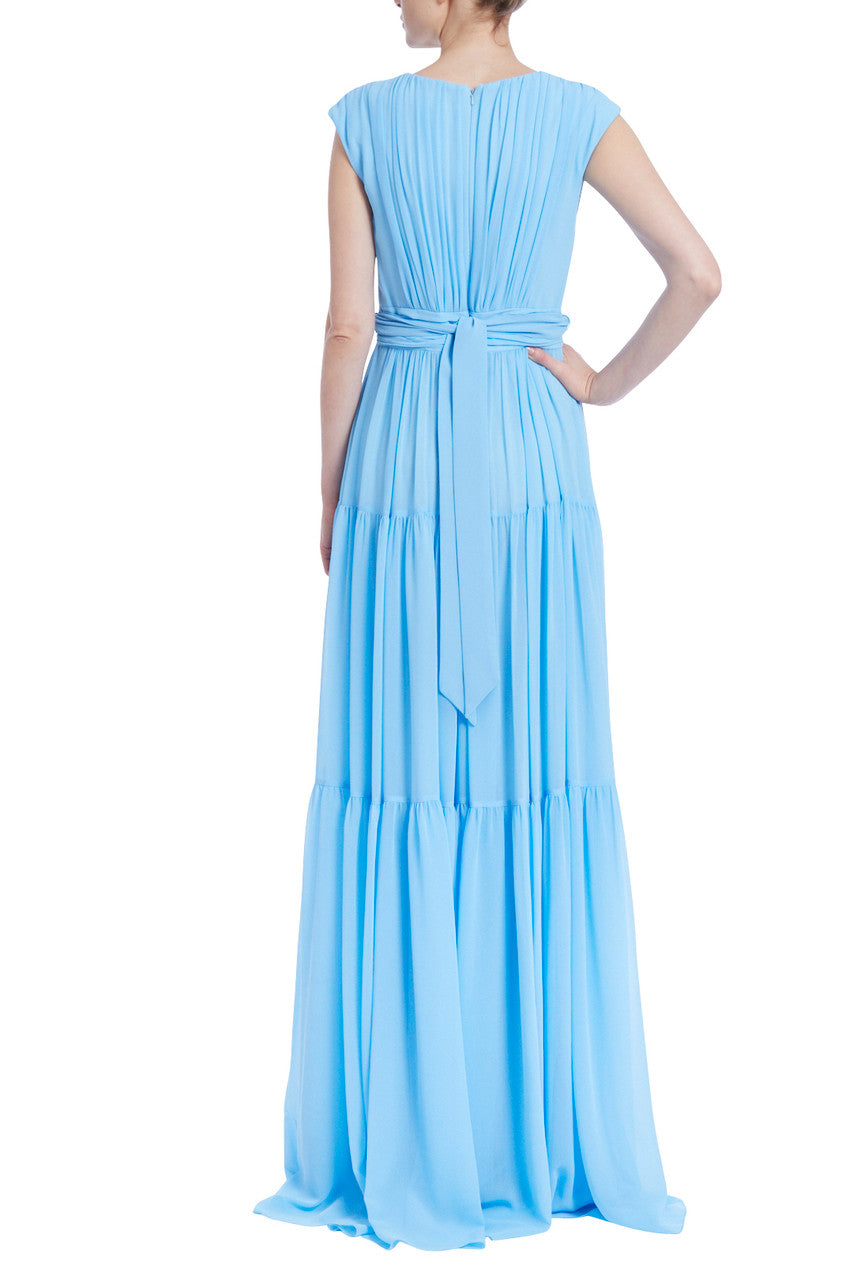Sky | Sky Blue Tiered Grecian Gown