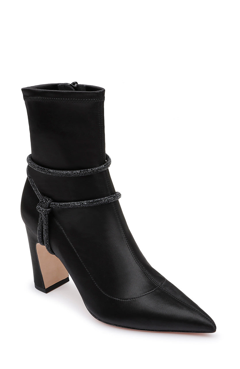 Black | Elisa Evening Bootie with Knotted Strap