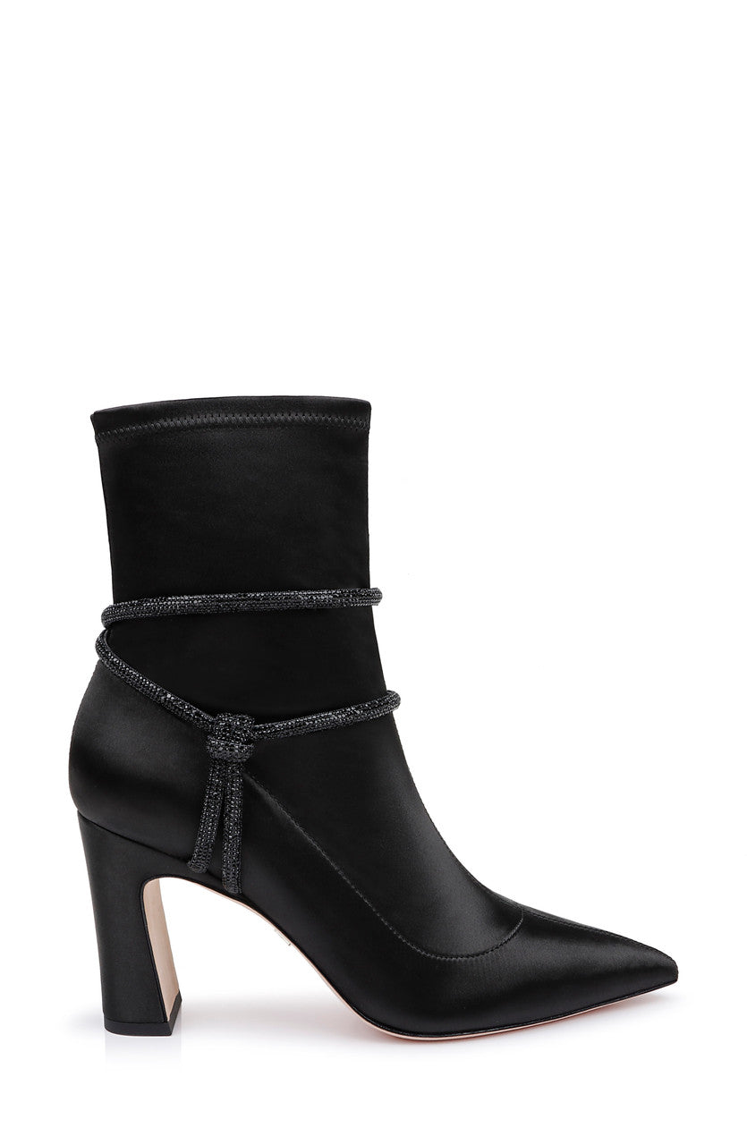 Black | Elisa Evening Bootie with Knotted Strap
