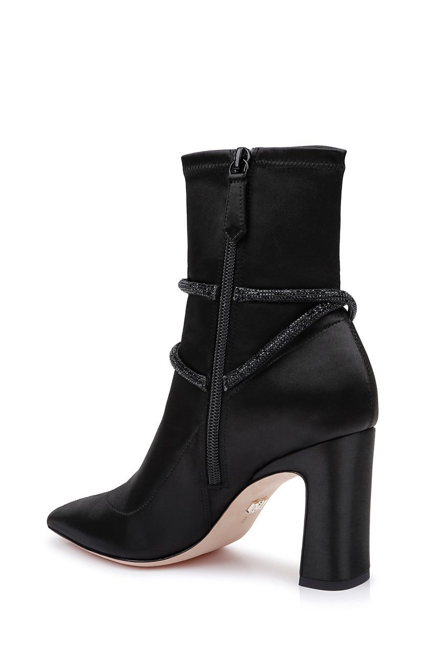 Black | Elisa Evening Bootie with Knotted Strap