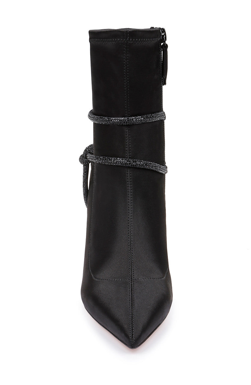 Black | Elisa Evening Bootie with Knotted Strap