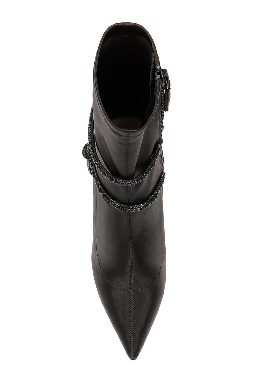 Black | Elisa Evening Bootie with Knotted Strap