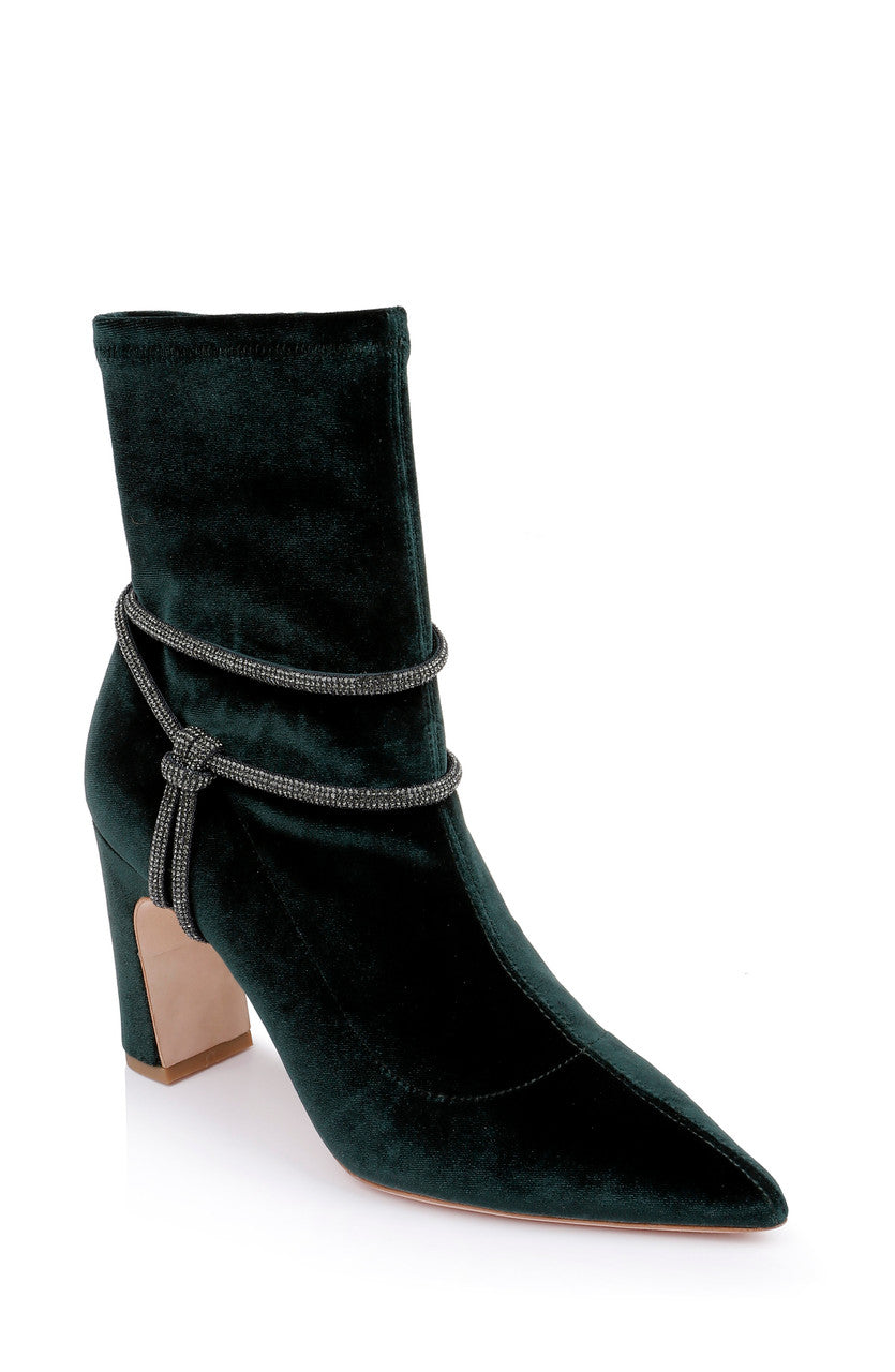 Dark Emerald | Elisa Evening Bootie with Knotted Strap