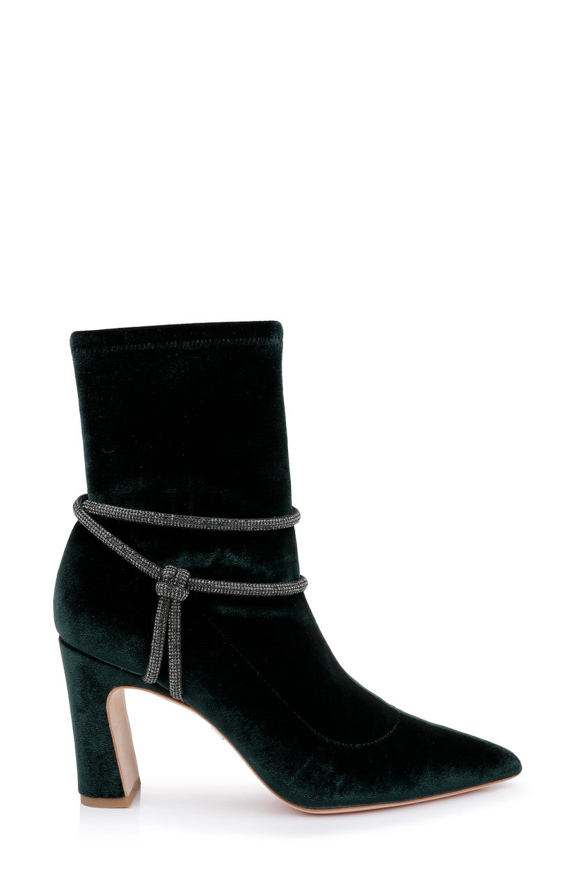 Dark Emerald | Elisa Evening Bootie with Knotted Strap