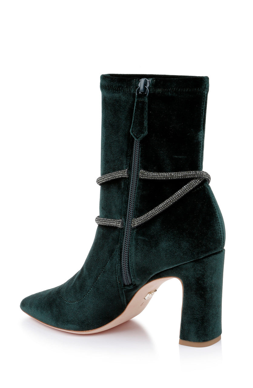 Dark Emerald | Elisa Evening Bootie with Knotted Strap