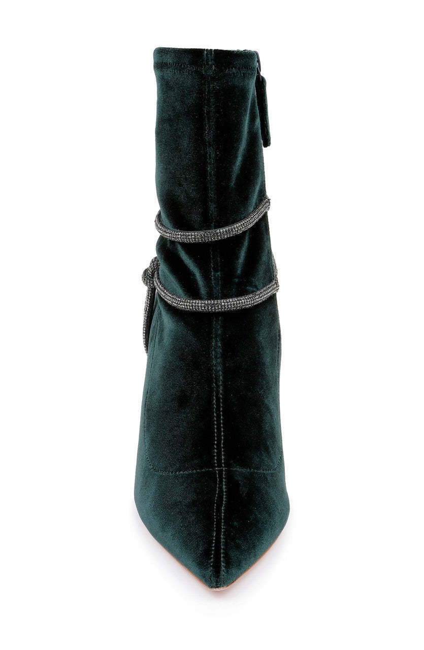 Dark Emerald | Elisa Evening Bootie with Knotted Strap