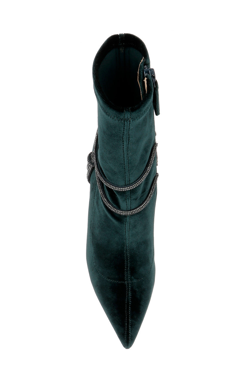 Dark Emerald | Elisa Evening Bootie with Knotted Strap