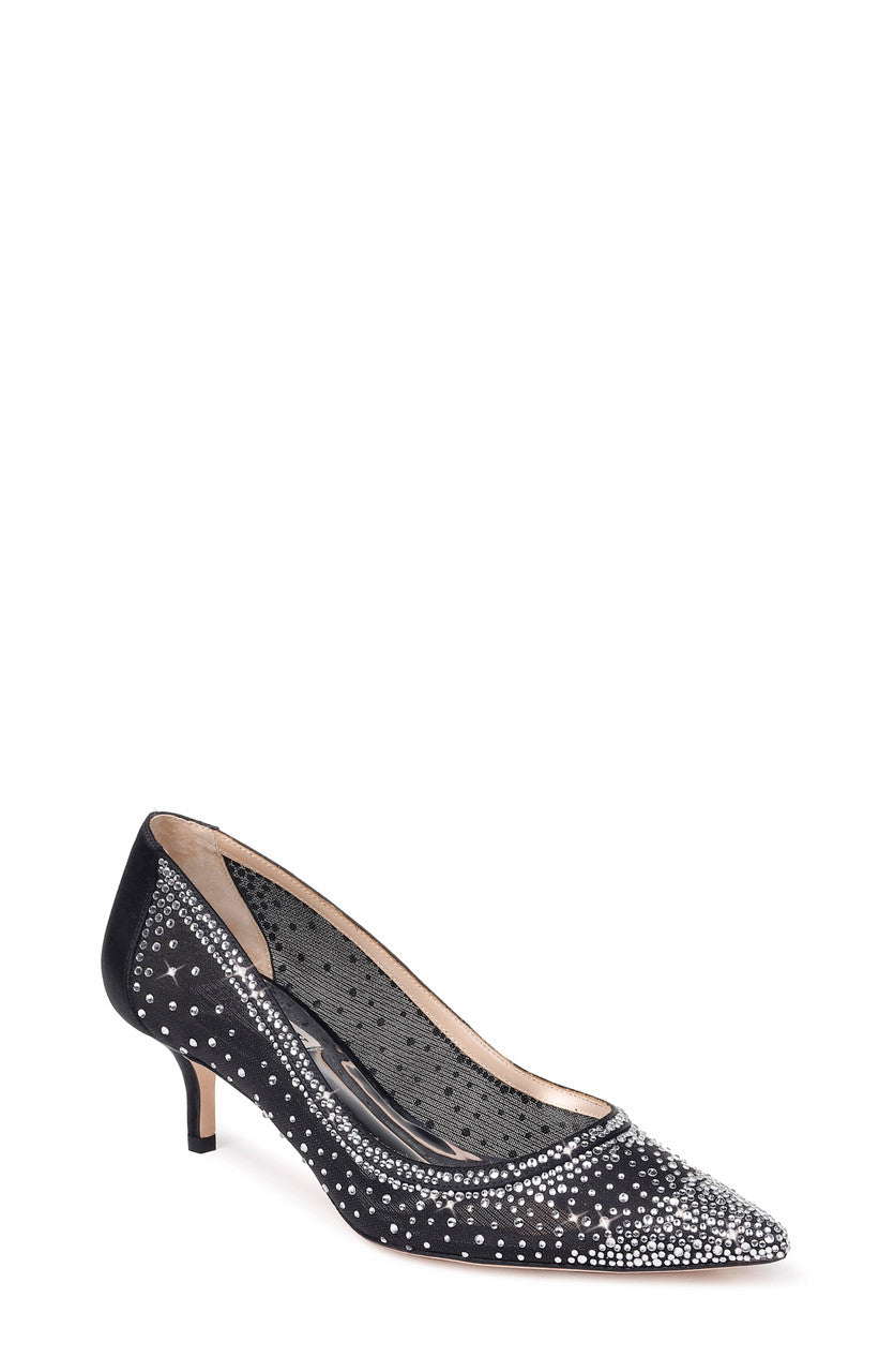 Black | Emi Crystal Embsllished Kitten Heel