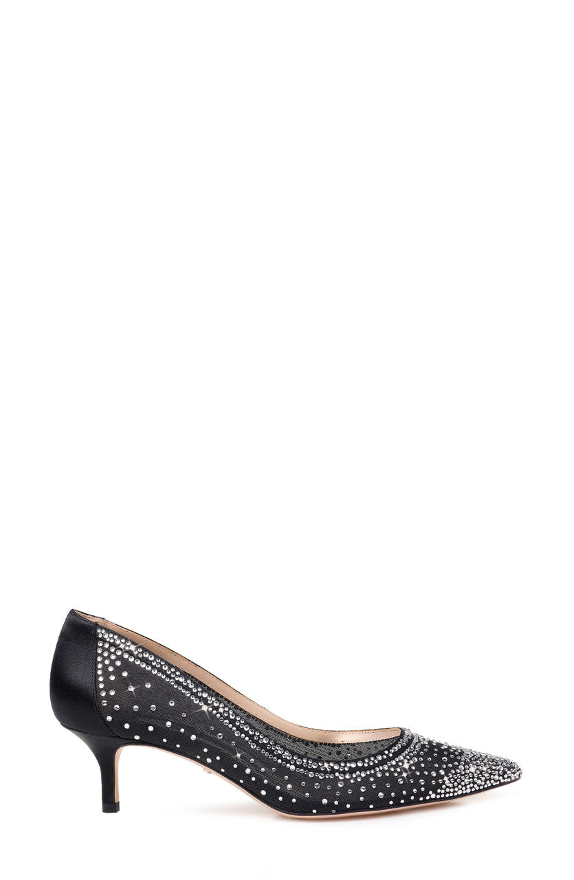 Black | Emi Crystal Embsllished Kitten Heel