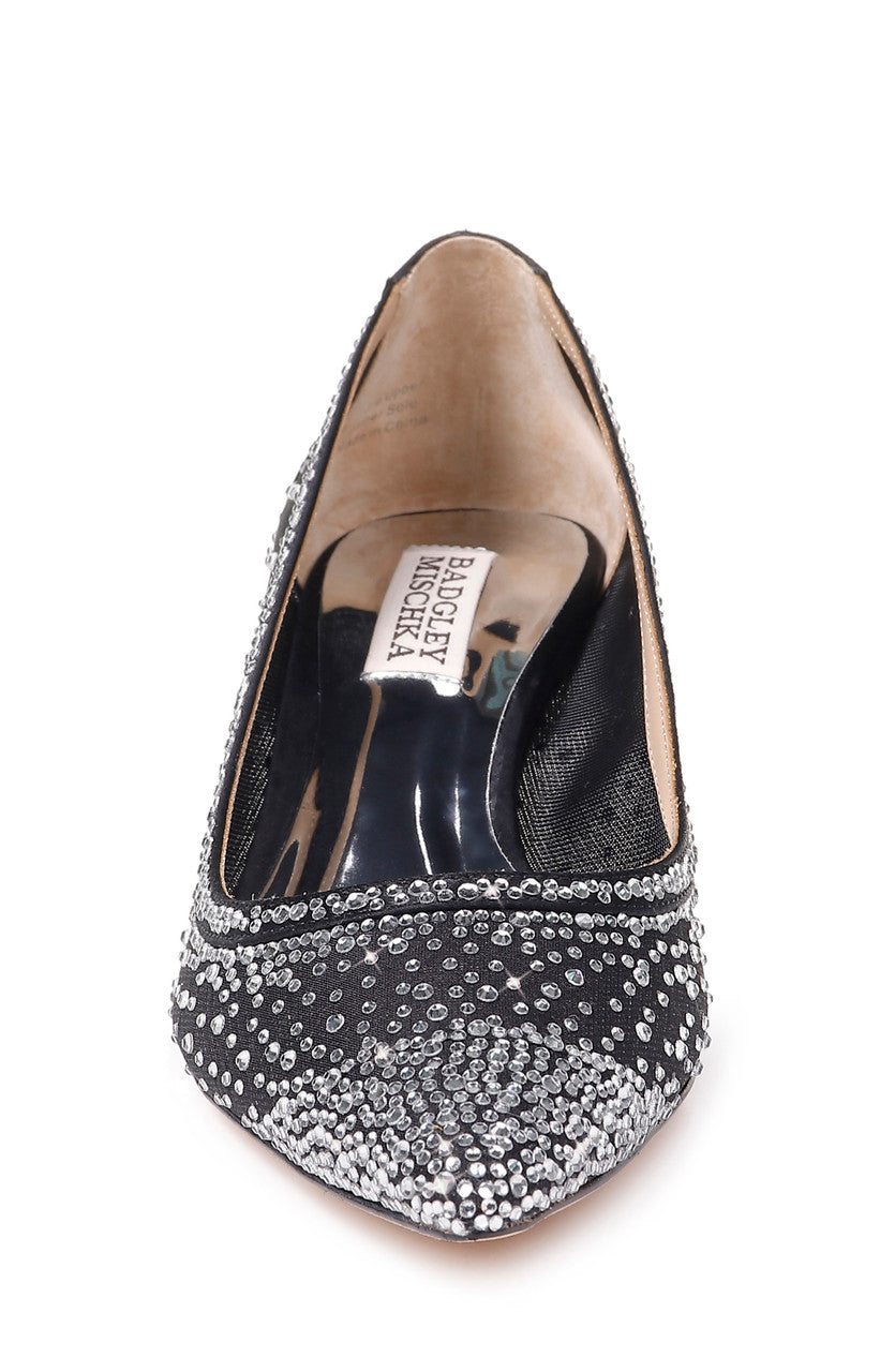Black | Emi Crystal Embsllished Kitten Heel