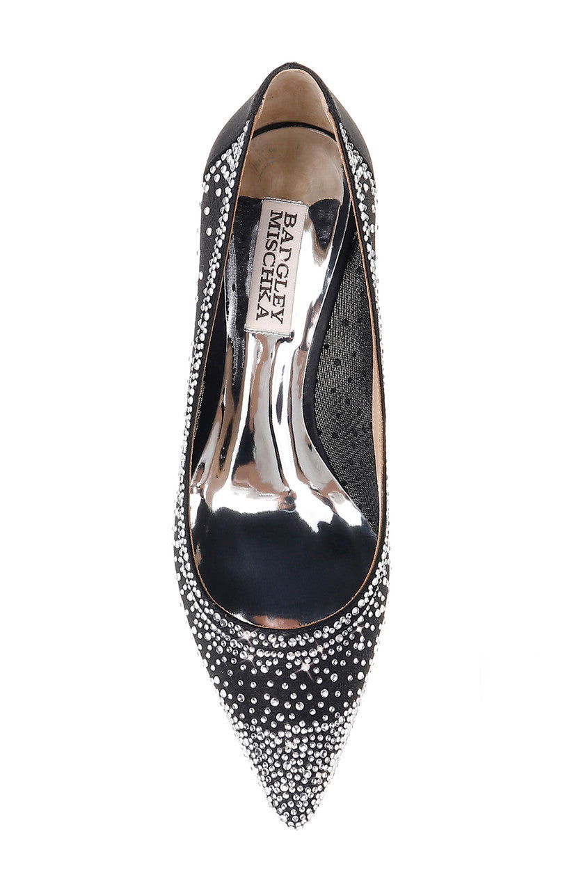 Black | Emi Crystal Embsllished Kitten Heel