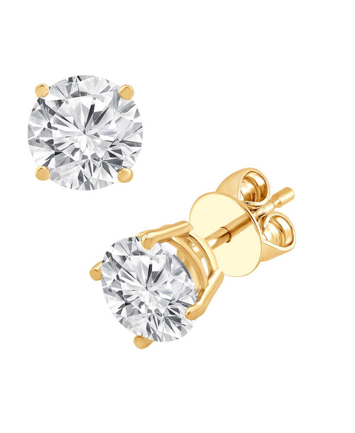 Yellow Gold | Diamond Stud Earrings Side