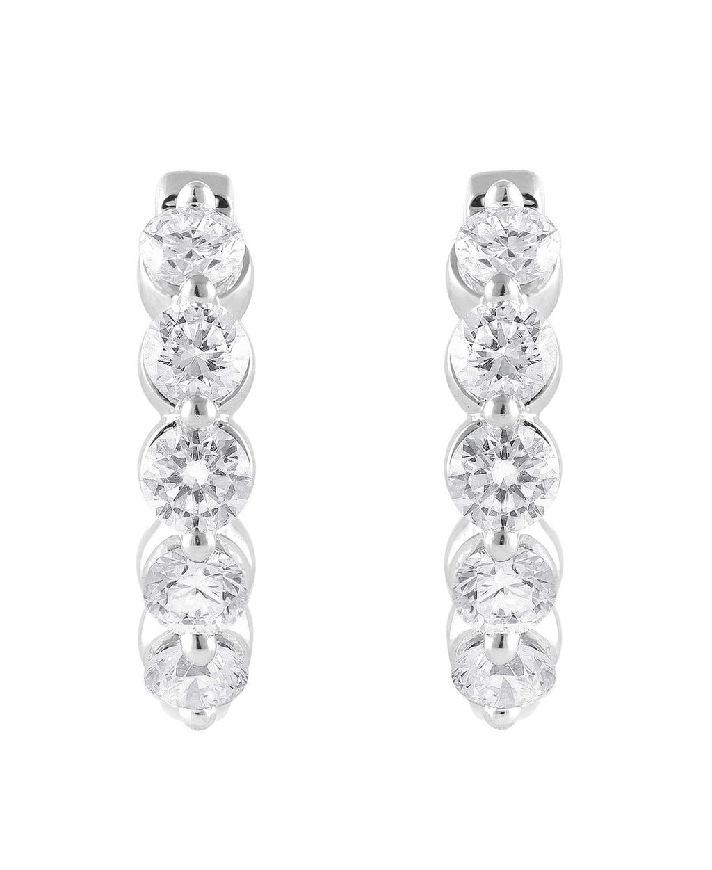 White Gold | Small Diamond Hoops Earrings Front
