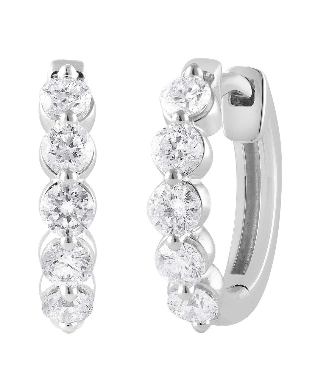 White Gold | Small Diamond Hoops Earrings Side