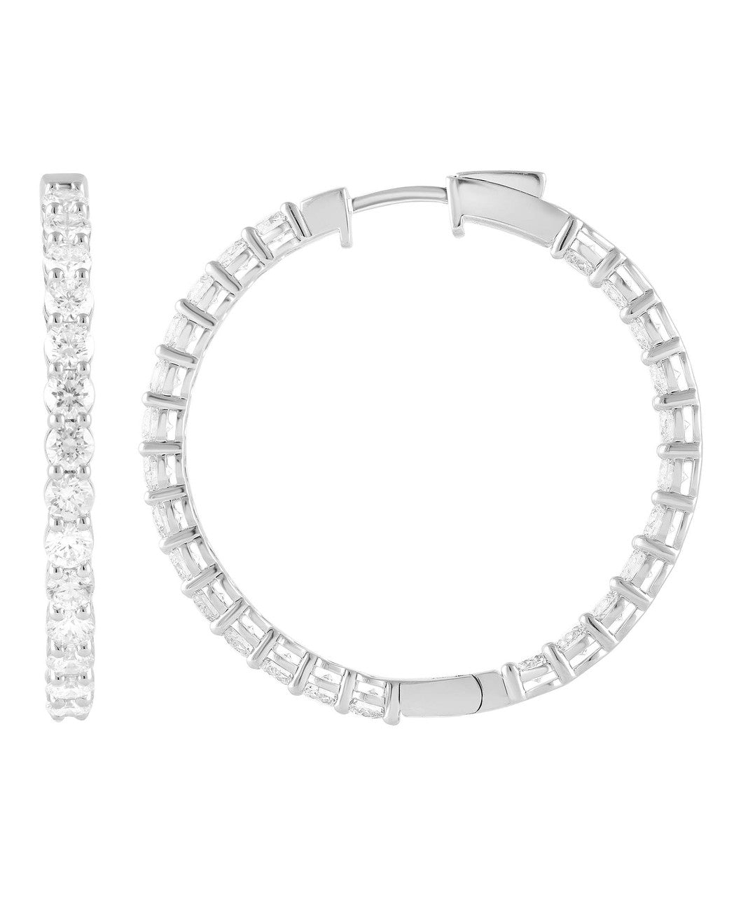 White Gold | In & Out Diamond Hoop Earrings