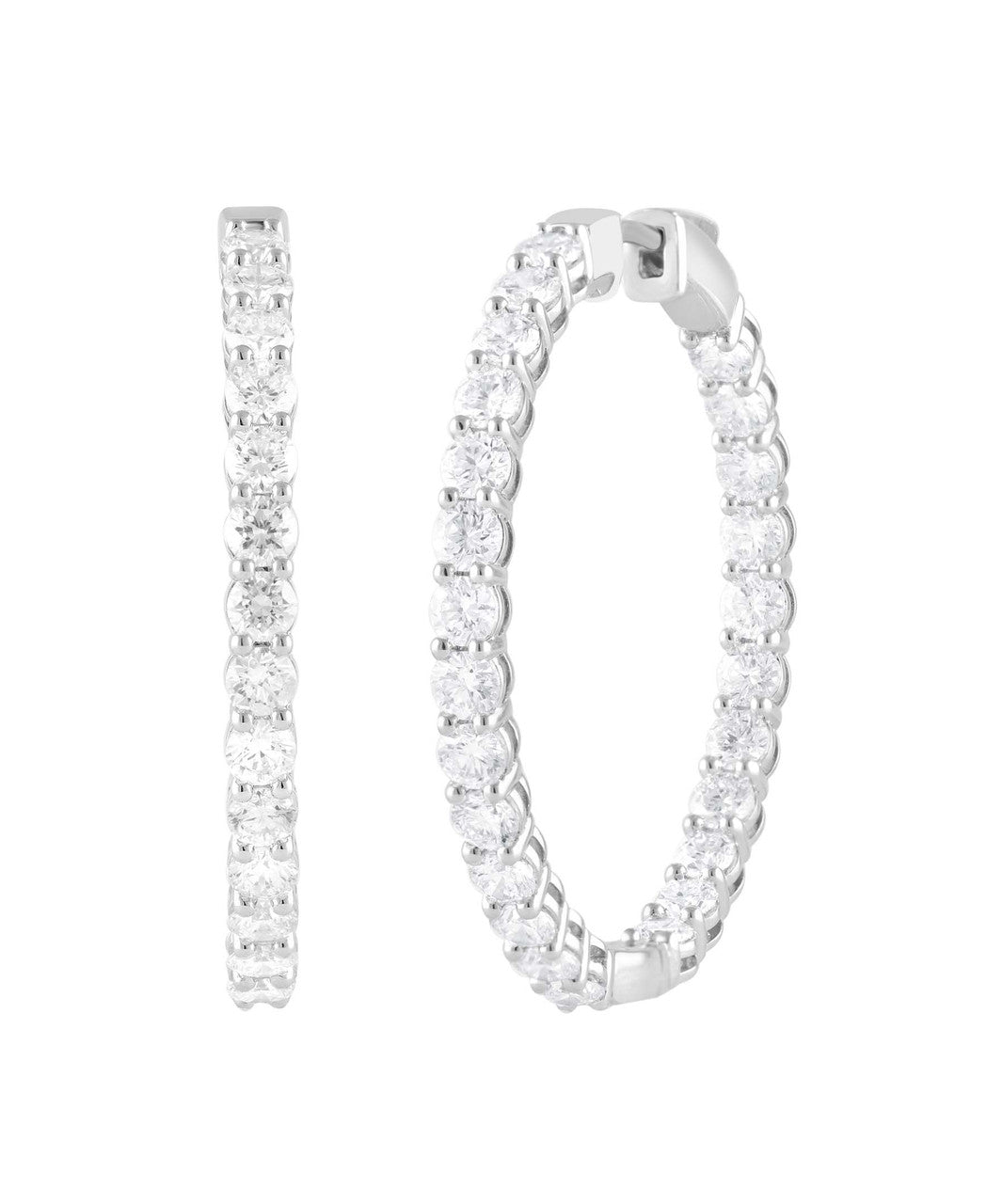White Gold | In & Out Diamond Hoop Earrings