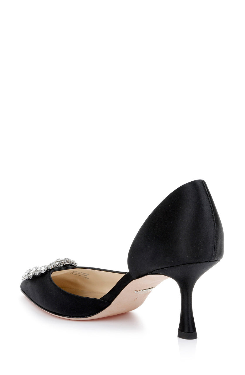 Black | Fabia II Kitten Heels with Crystal Buckle