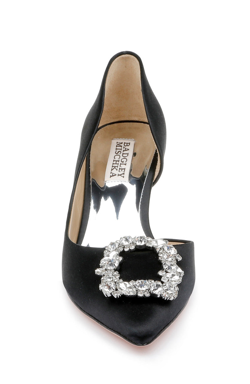 Black | Fabia II Kitten Heels with Crystal Buckle