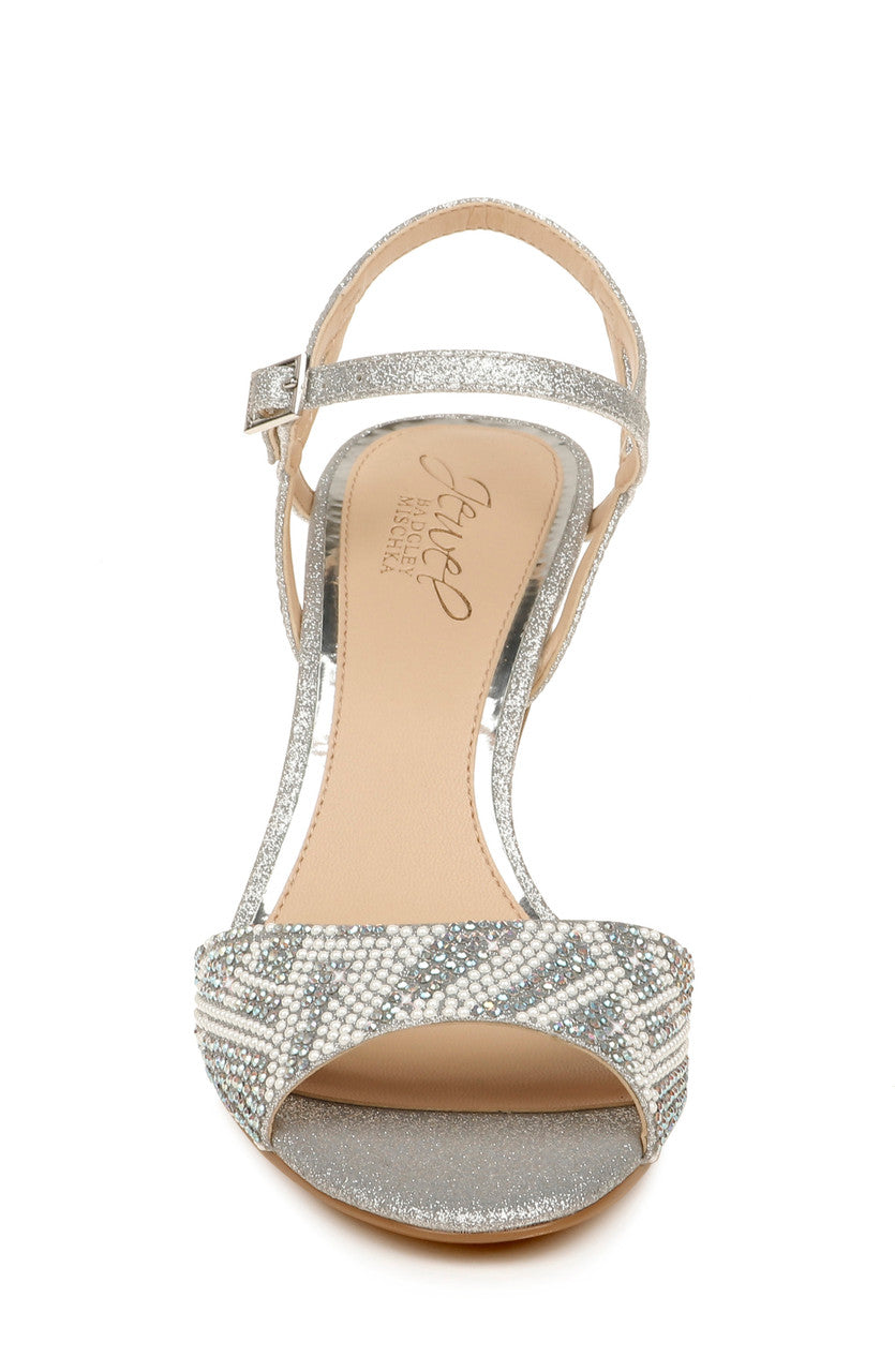 Silver Glitter | Fawna Glitter Open Toe Evening Shoe