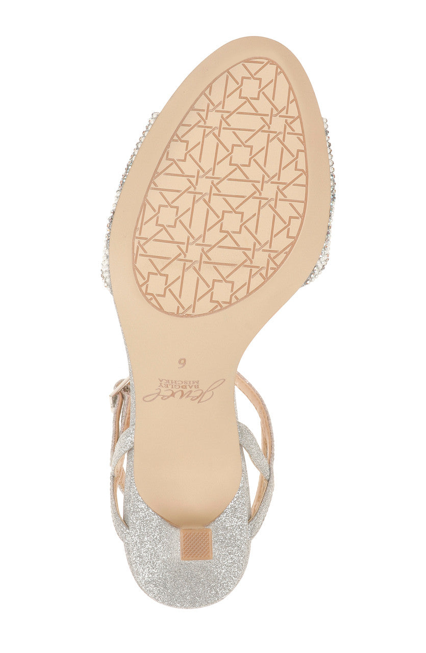 Silver Glitter | Fawna Glitter Open Toe Evening Shoe