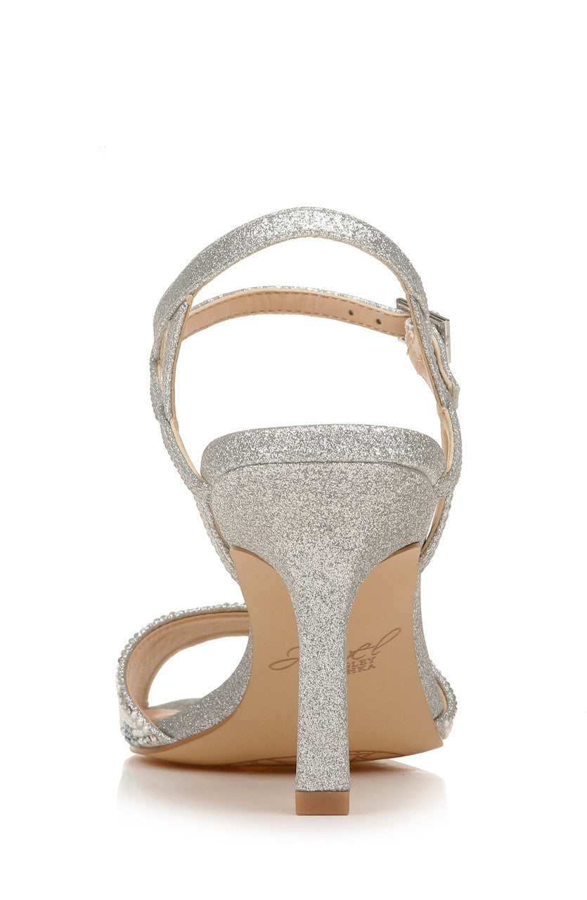 Silver Glitter | Fawna Glitter Open Toe Evening Shoe